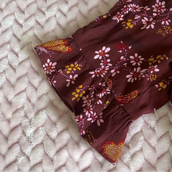 Madewell Tie-Sleeve Wrap Top in Butterfly Sanctuary Womens Size 2 - Picture 8 of 11